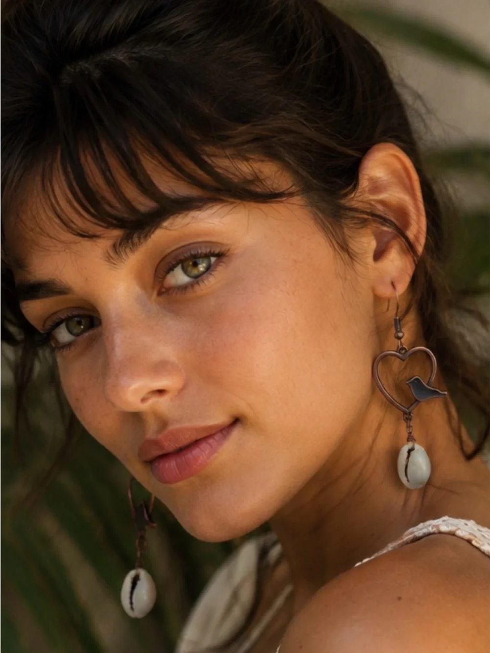 Boho Heart Bird Shell Drop Earrings | NWT Coastal Cottagecore
